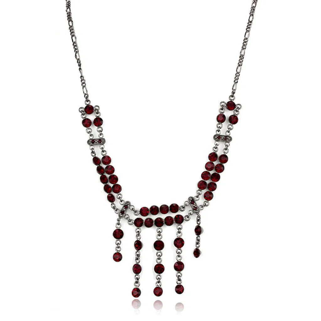 LOS865 - Ruthenium 925 Sterling Silber Halskette mit Top-Grade - Kristall in Siam