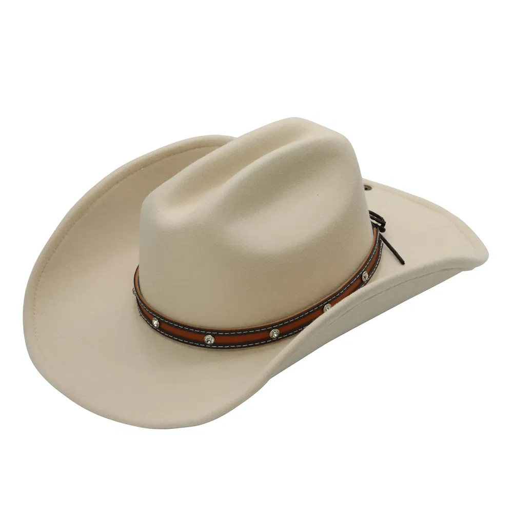 Yanin Ultra Felt Faux Leather Gems Western Drifter Hat