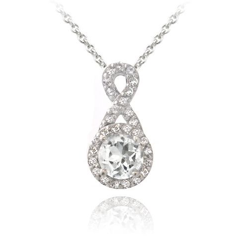 Sterling Silber 2ct weiße Topaz Infinity Halskette