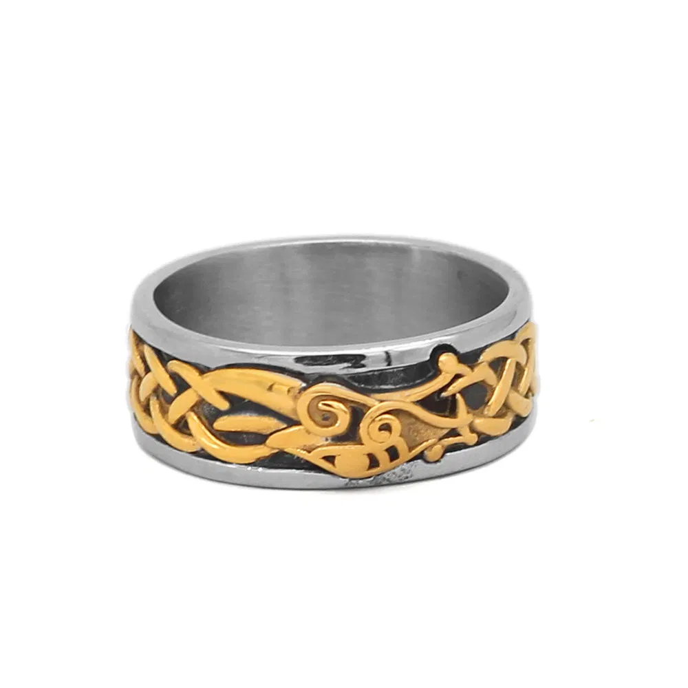 New Viking Style Edelstahl Gold Drachen-Form Crow Ring Ring