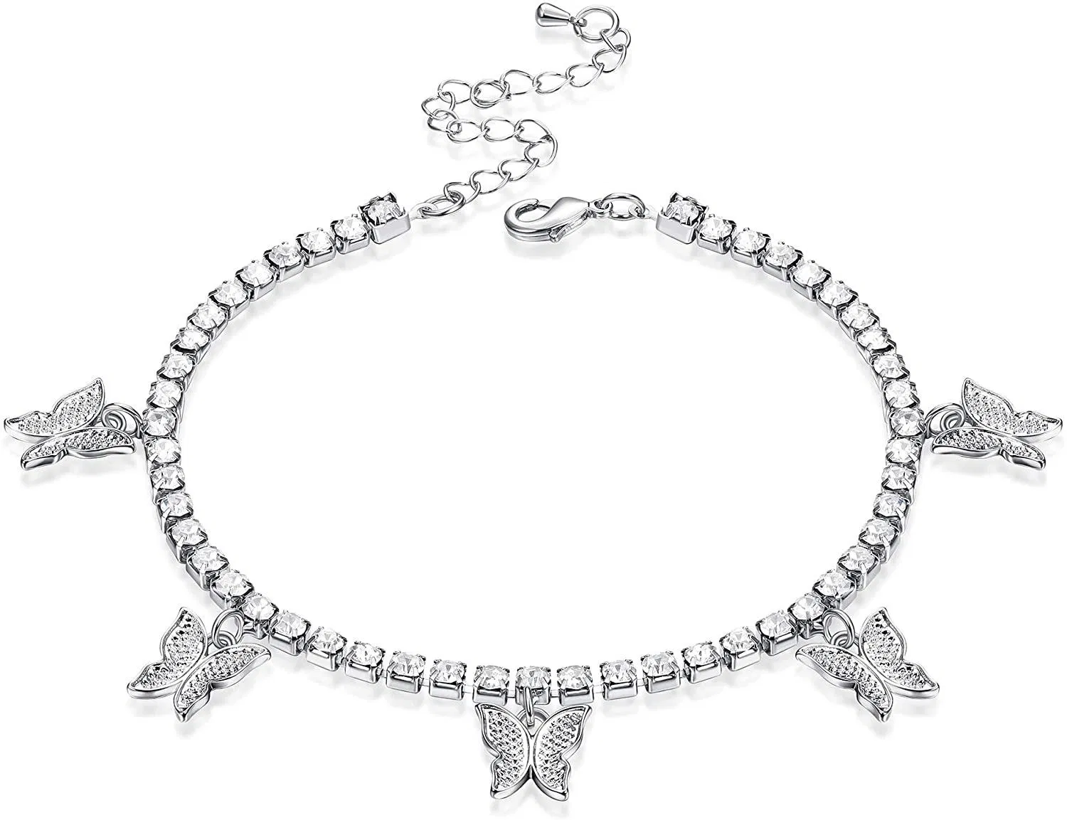 Schmetterling Ankleber für Frauen Knöchel Armbänder Rhinestone Ankleber Boho Beach Tennis Ketten Ankleber Fuß Schmuck