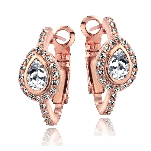 Rose Gold Tone 2.4ct White Topaz Teardrop Clutchless Ohrringe