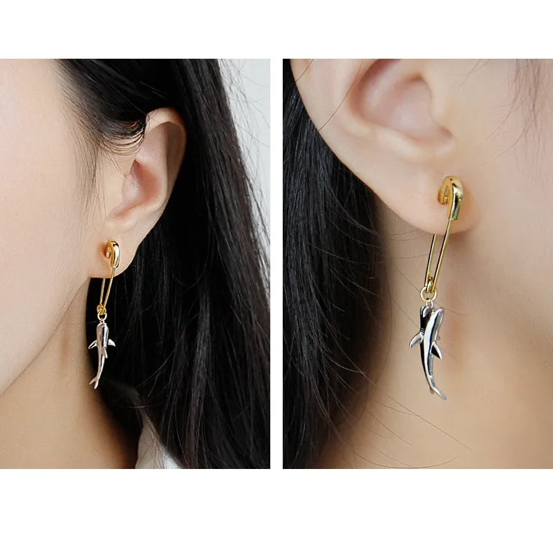 Einfaches Temperament Shark Pin Frauen Ohrringe