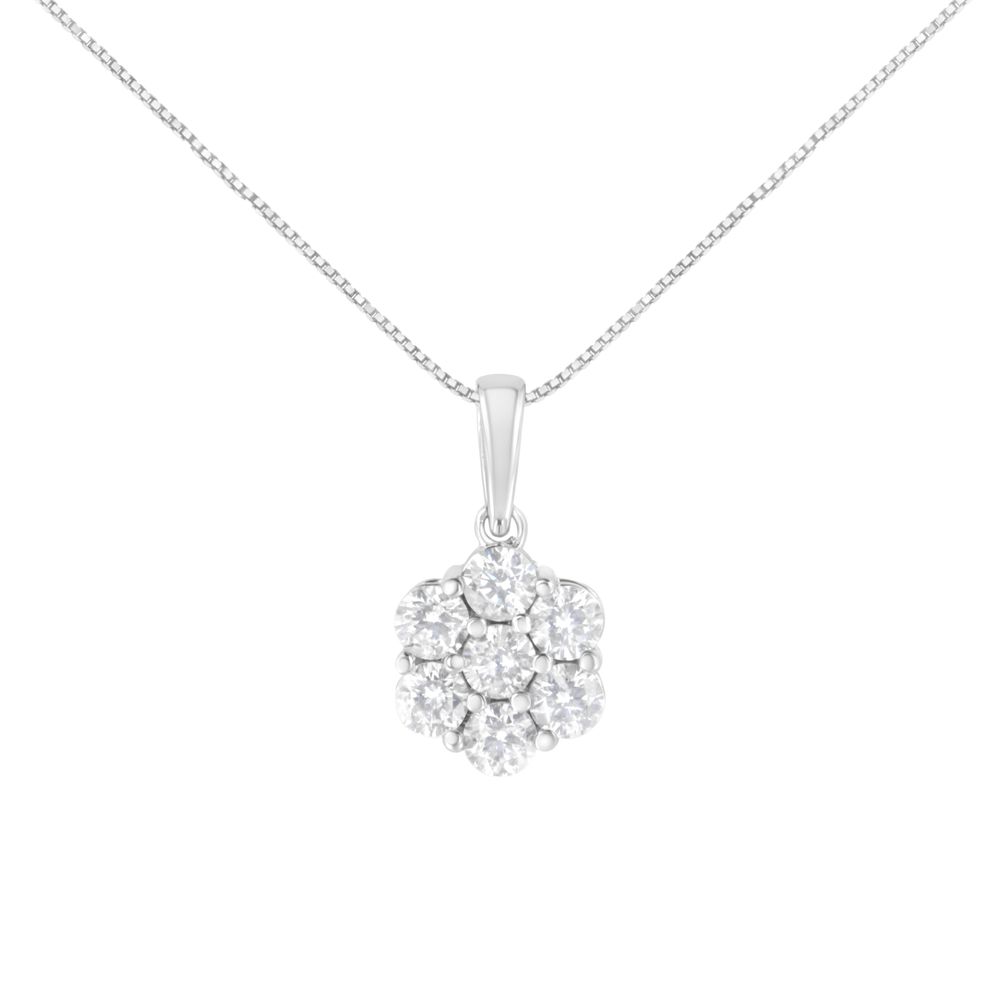 14 Karat Weißgold 2,00 Cttw Brilliant Round-Cut Diamant 7 Stein Blumen Cluster 18