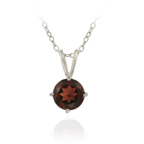 Sterling Silber 1,65 Karat. TGW Garnet 7mm Round Solitaire Anhänger, 18