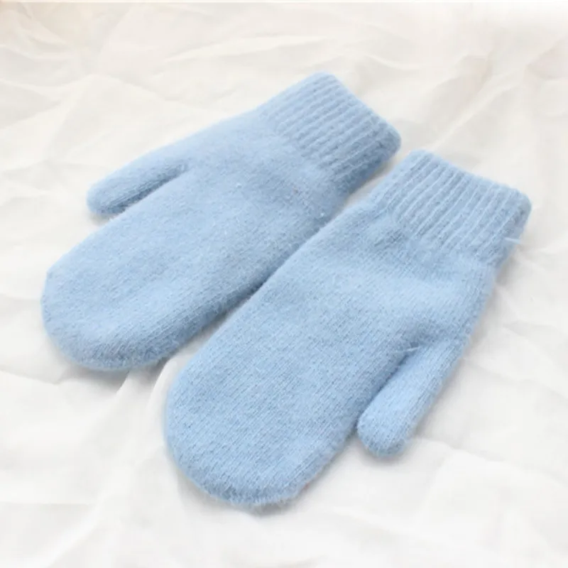 Doppelschicht kaninchenhaarhandschuhe weibliche winter koreanische version von solider farbe alle finger winter frauenhandschuhe mädchenhandschuhe