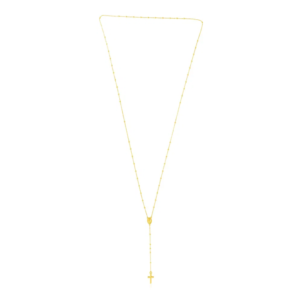 14 Karat gelbes Gold Rosenkranz Halskette
