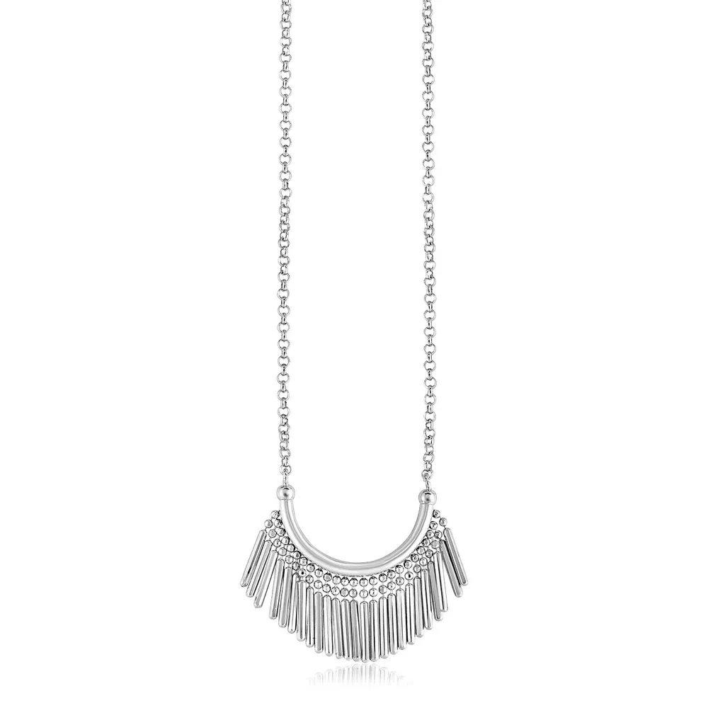 Sterling Silber Halskette mit gebogener Bar und Fringe