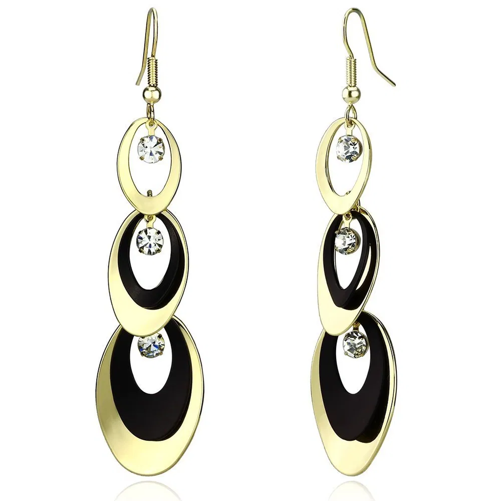 LO2652 - Gold + Ruthenium-Eisen - Ohrringe mit Top-Grade - Kristall in Clear