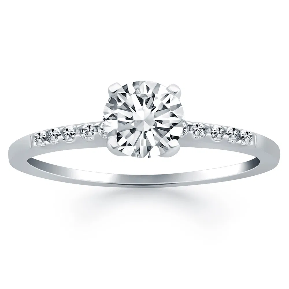 14 Karat Weißgold Verlobungsring mit Diamantband Design