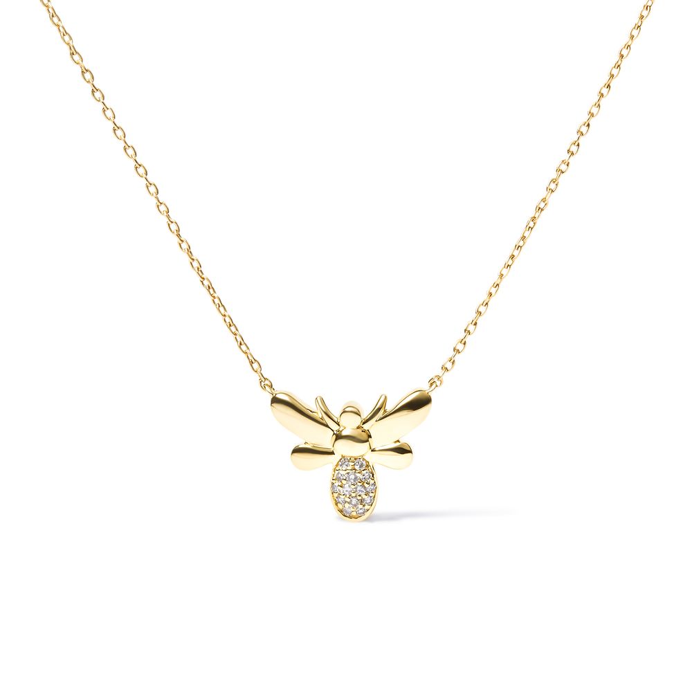 10K Gelbgold Diamant Akzent Bumble Bee Anhänger 18