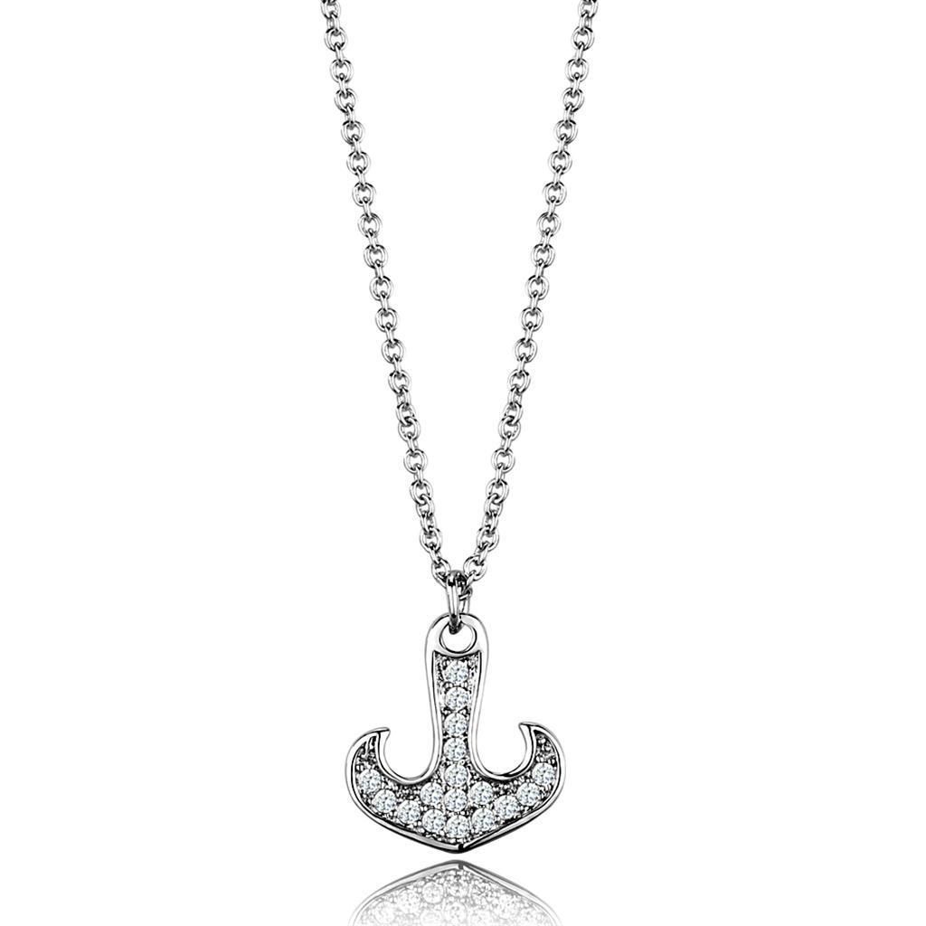 3W1035 - Rhodium-Brass - Kettenhänger mit AAA-Klasse CZ in Clear