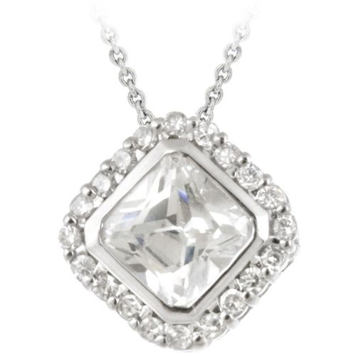 Sterling Silber CZ Princess Cut Slide Pendant