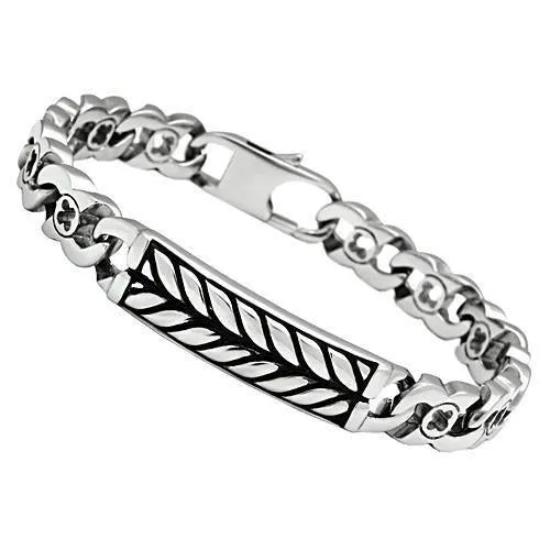 TK438 - Hoch poliertes (ohne Verzinkung) Edelstahl-Armband ohne Stein