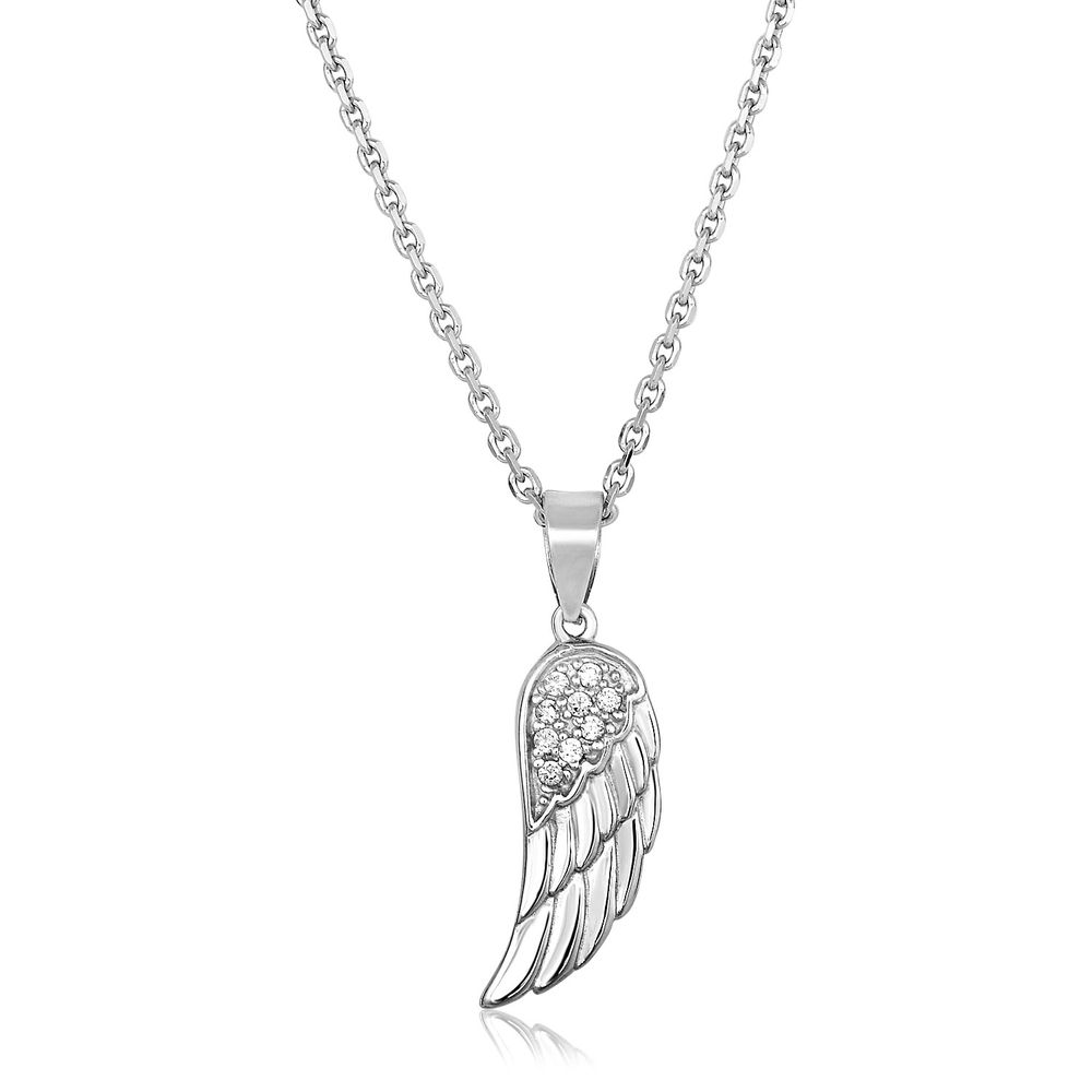 Sterling Silber mit Textur Angel Wing Anhänger