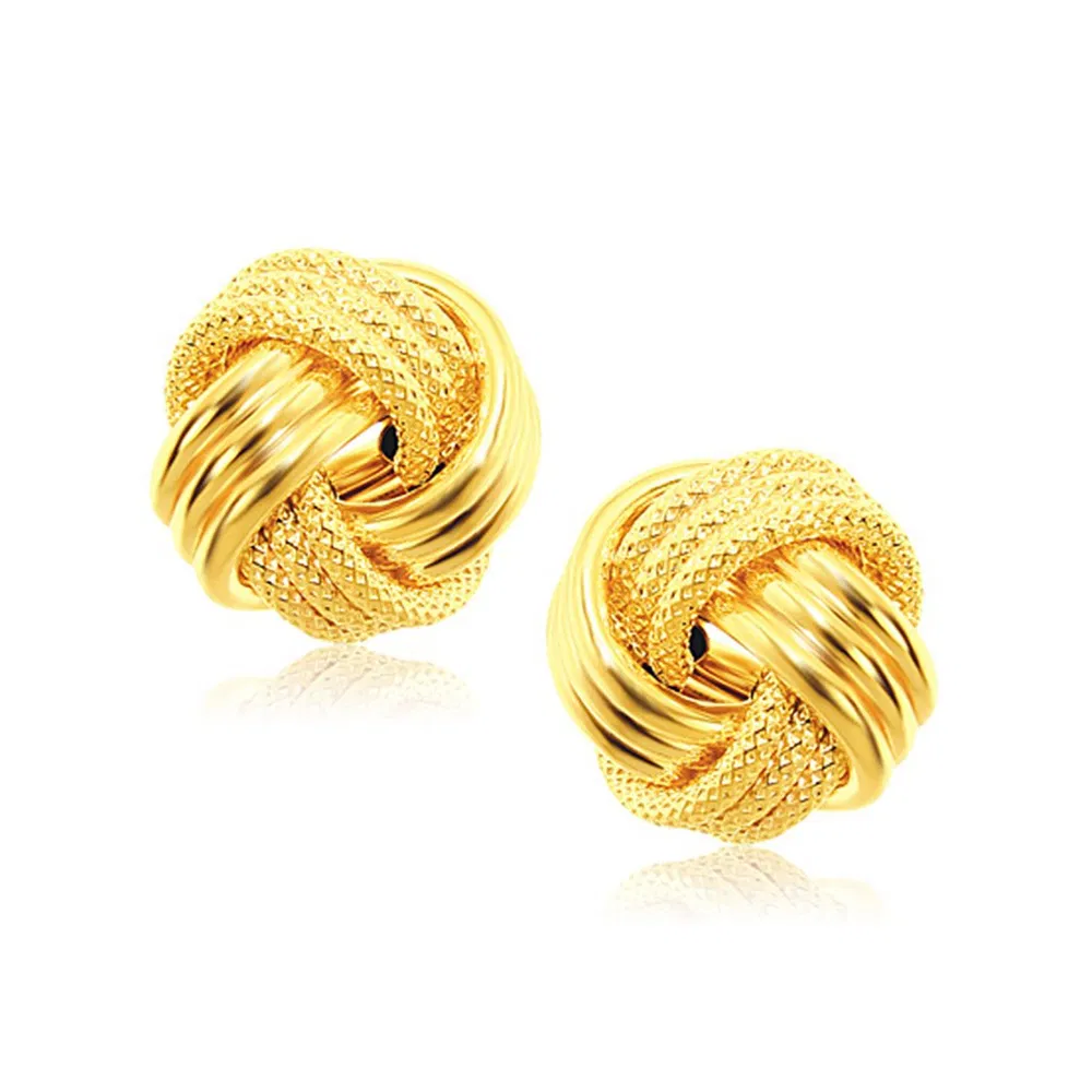 Verwebte Love Knot Stud Ohrringe in 14 Karat Gelbgold (12,7 mm)