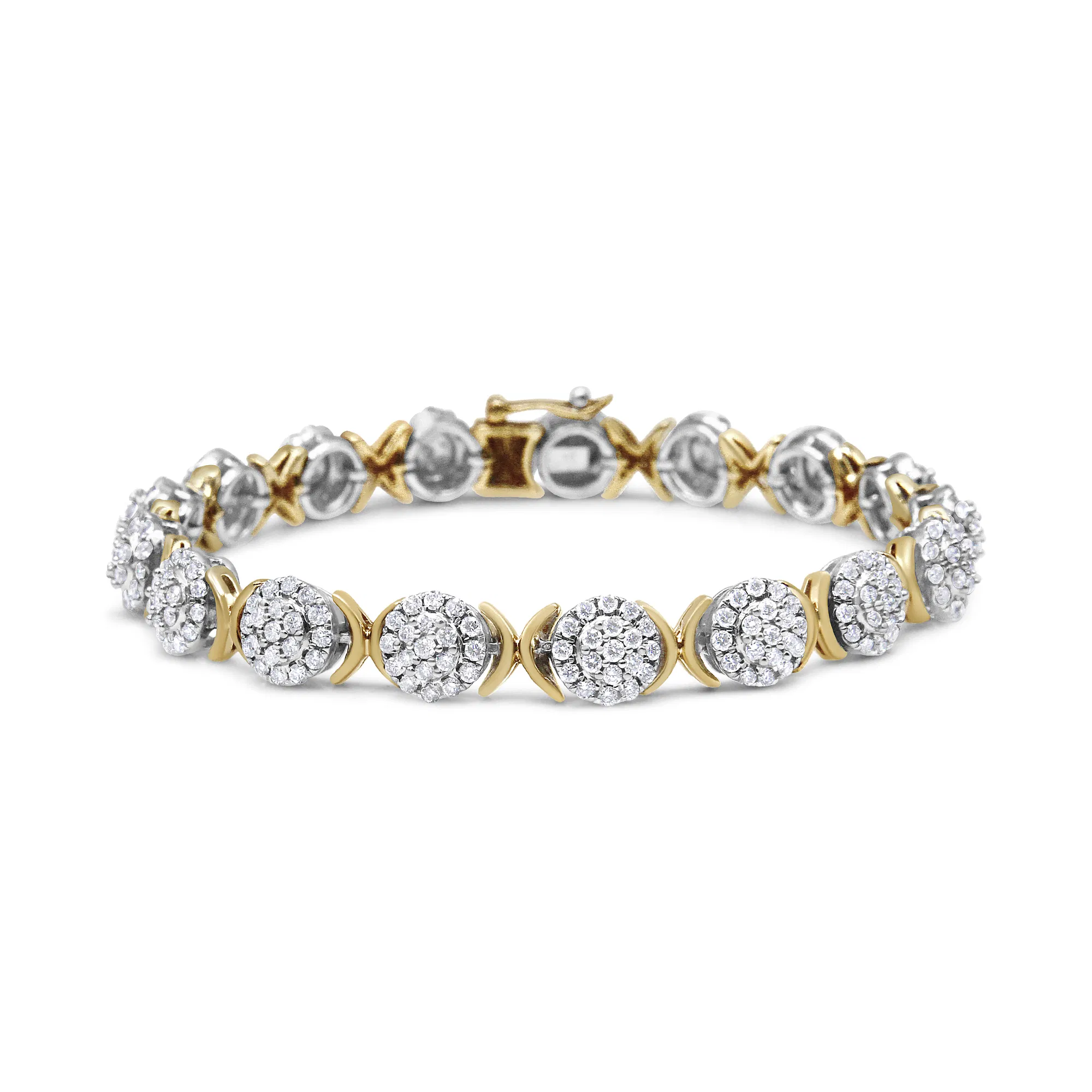 10 Karat Gelbgold Plated .925 Sterling Silber 5.00 Cttw Lab Grown Round Diamond Cluster Tennis Link Armband (G-H Farbe, VS1 - VS2 Klarheit) - 7.25