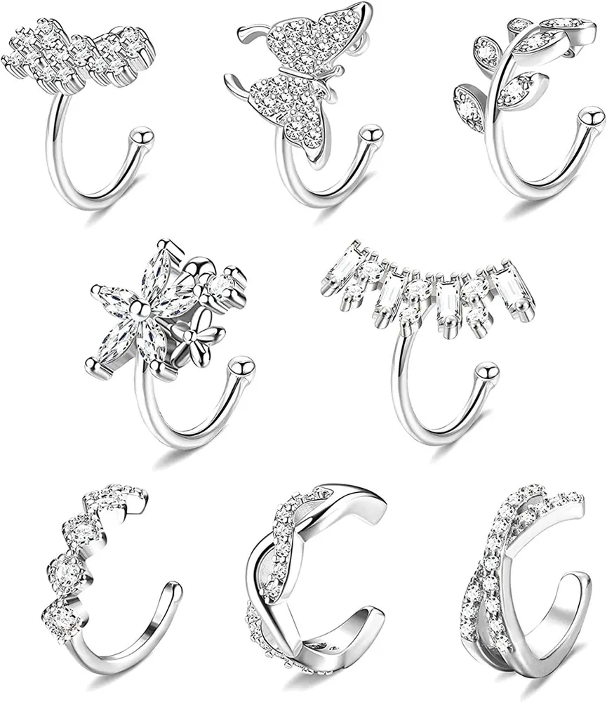 8pcs verstellbare nicht-piercing - Ohr Manschette Ohrringe Clip auf Knorpel Helix Wrap Ohrset