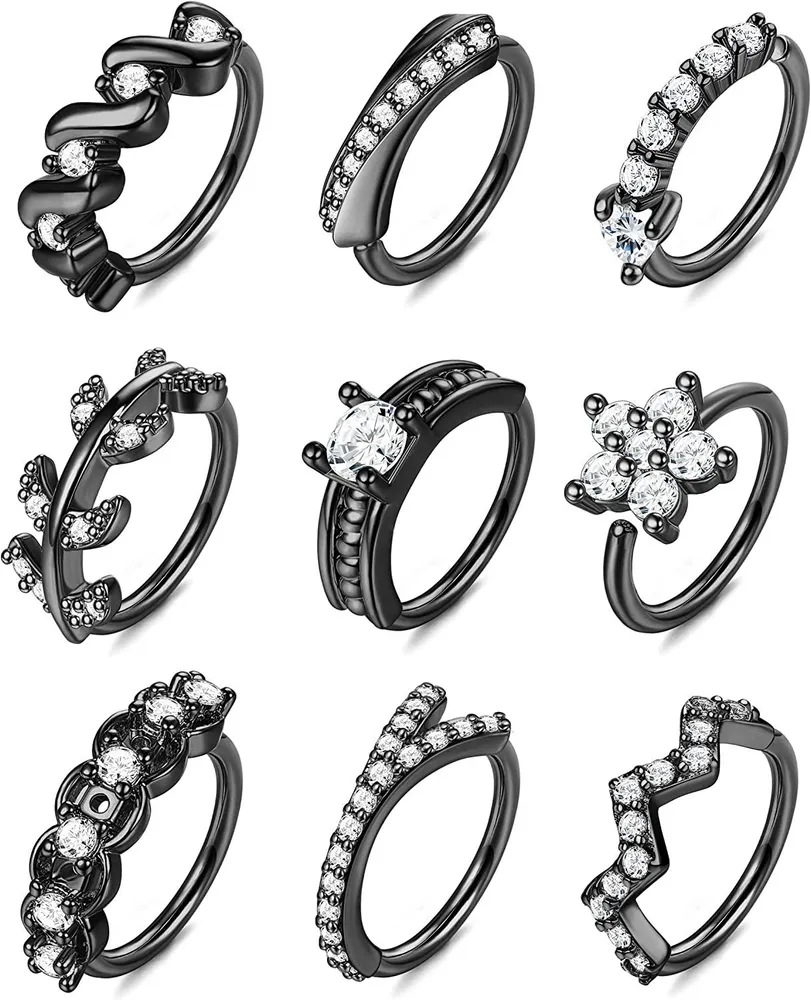 9Pcs 20G Edelstahl Nasen Ringe Schleife für Frauen Männer gepflastert CZ süße Knorpel Helix Ohrringe Schleife Körper Piercing für Nase Ohr Gold platziert