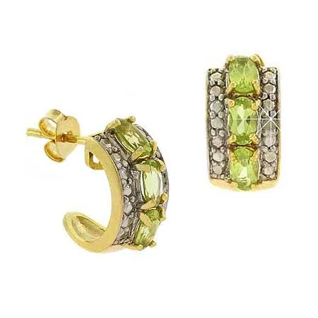 18 Karat Gold über Sterling Silber Peridot & Diamond Accent Half Hoop Ohrringe