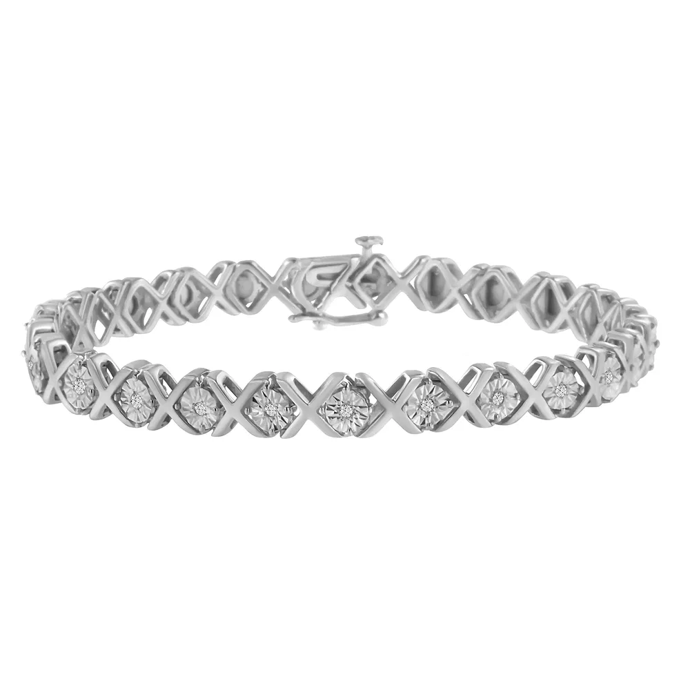 .925 Sterling Silber 1 / 10 cttw Wunder-Set Round-Cut Diamant