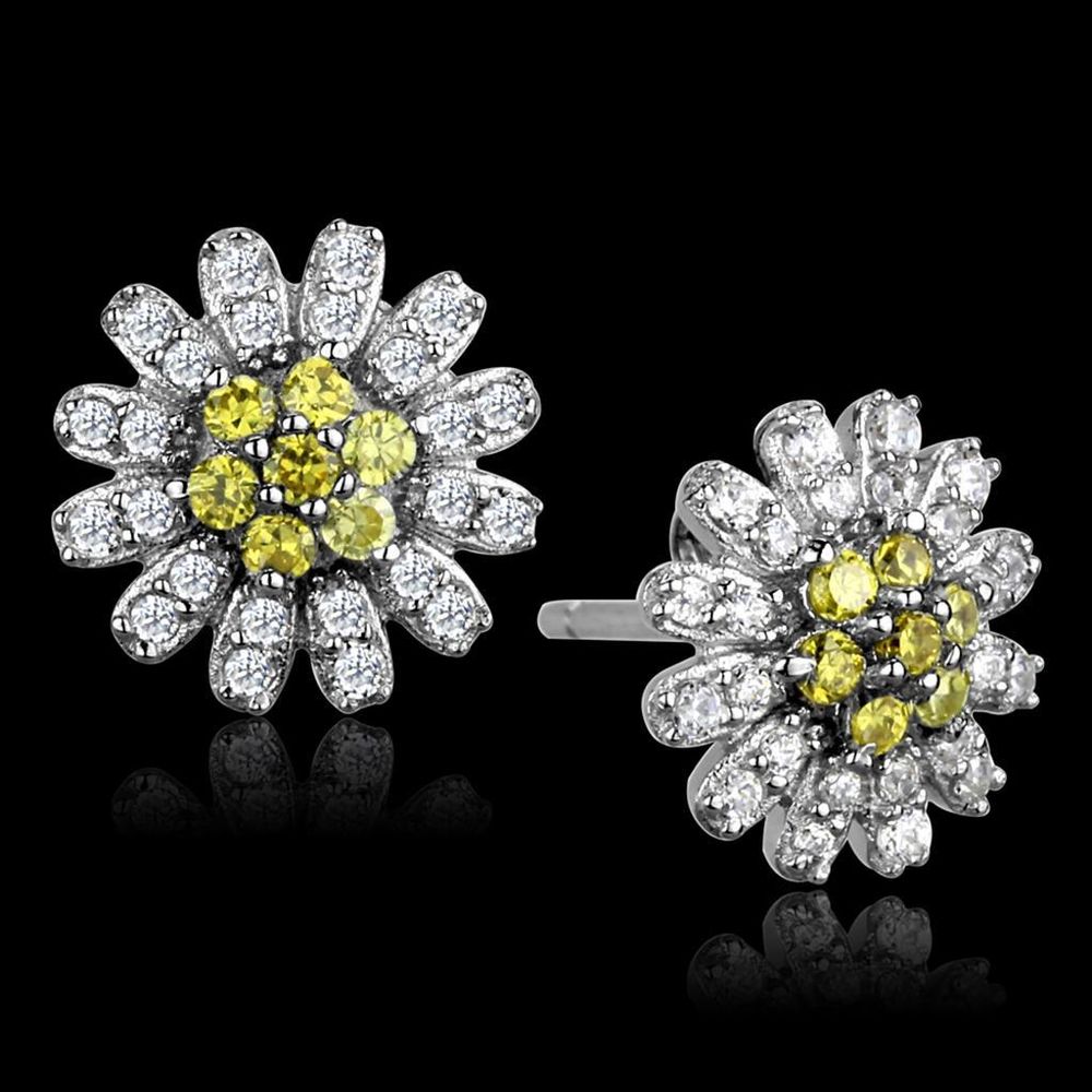 TS286 - Rhodium 925 Sterling Silber Ohrringe mit AAA-Klasse CZ in Topaz