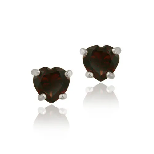 Sterling Silber 1.20ct Granat 5mm Herz Stud Ohrringe