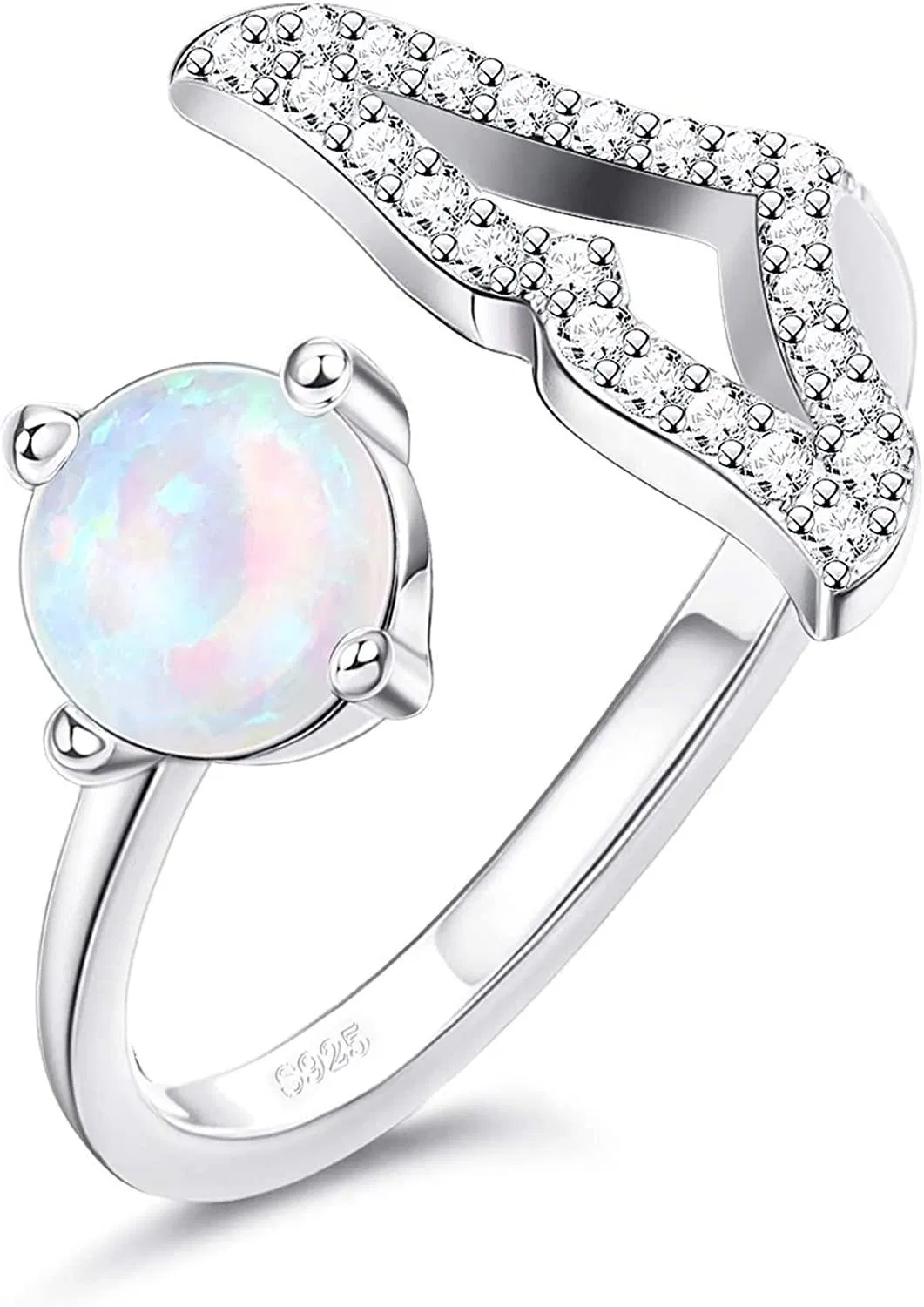 925 Sterling Silber Fidget Angst Ring für Frauen Mädchen Sonnenblumen Blumenring Öffnen verstellbar Meerjungfrau Schwanz Opal Ring Katzen Auge Stein Ring Spinner Fidget Ringe für Angst Linderung Stress Ring Größe 7
