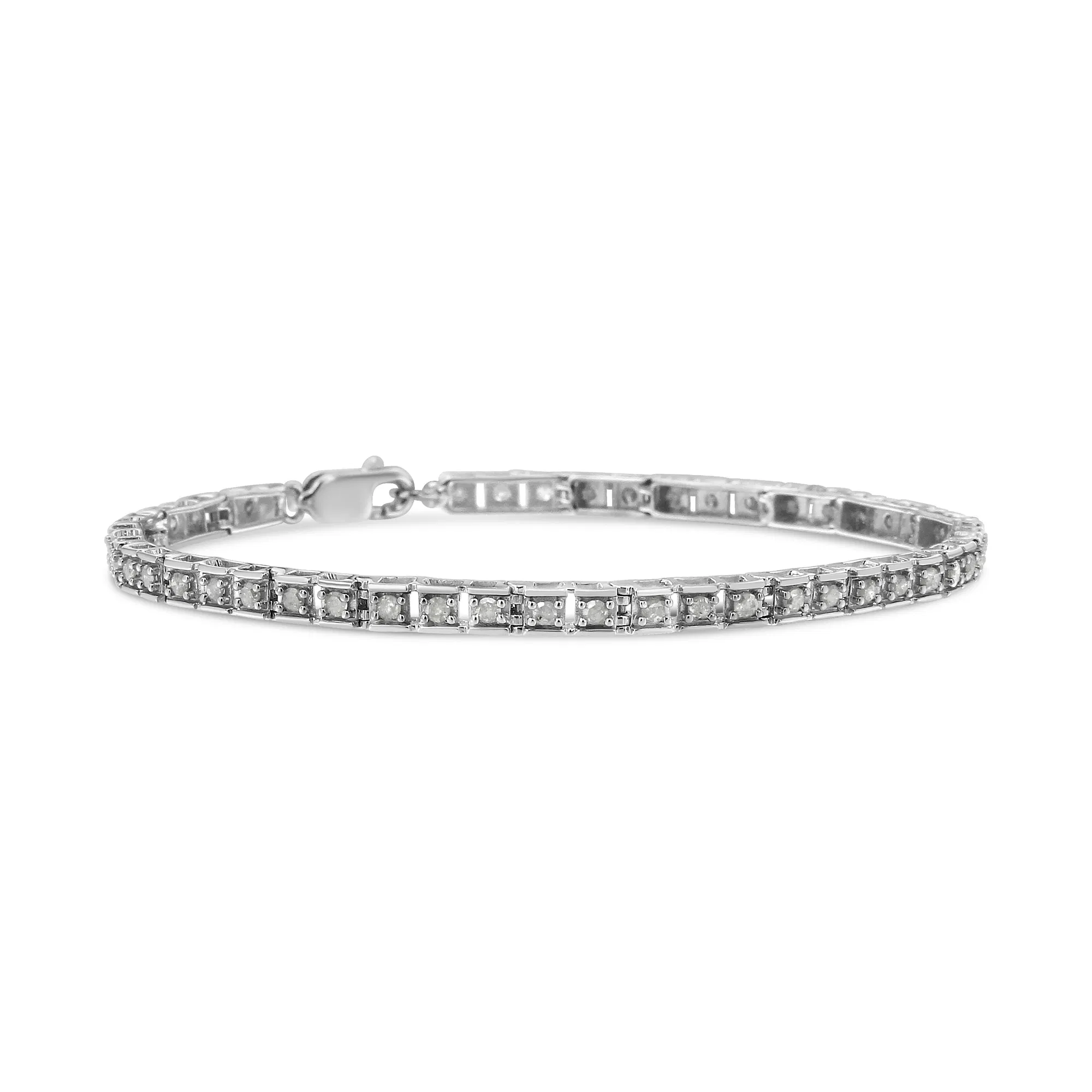 .925 Sterling Silber 1,0 Cttw Diamond Square Hybrid Link 7