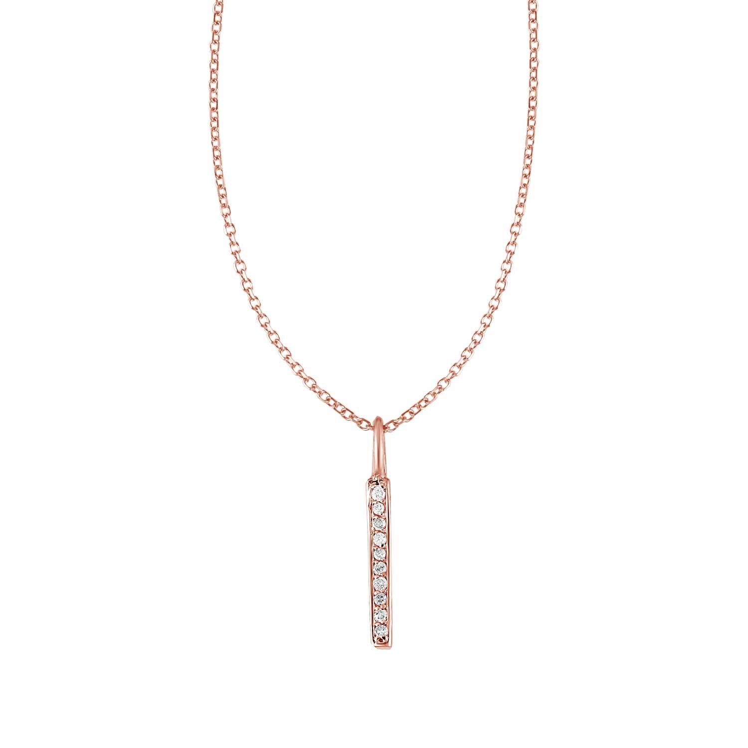 14 Karat Rose Gold Bar Anhänger mit Diamanten