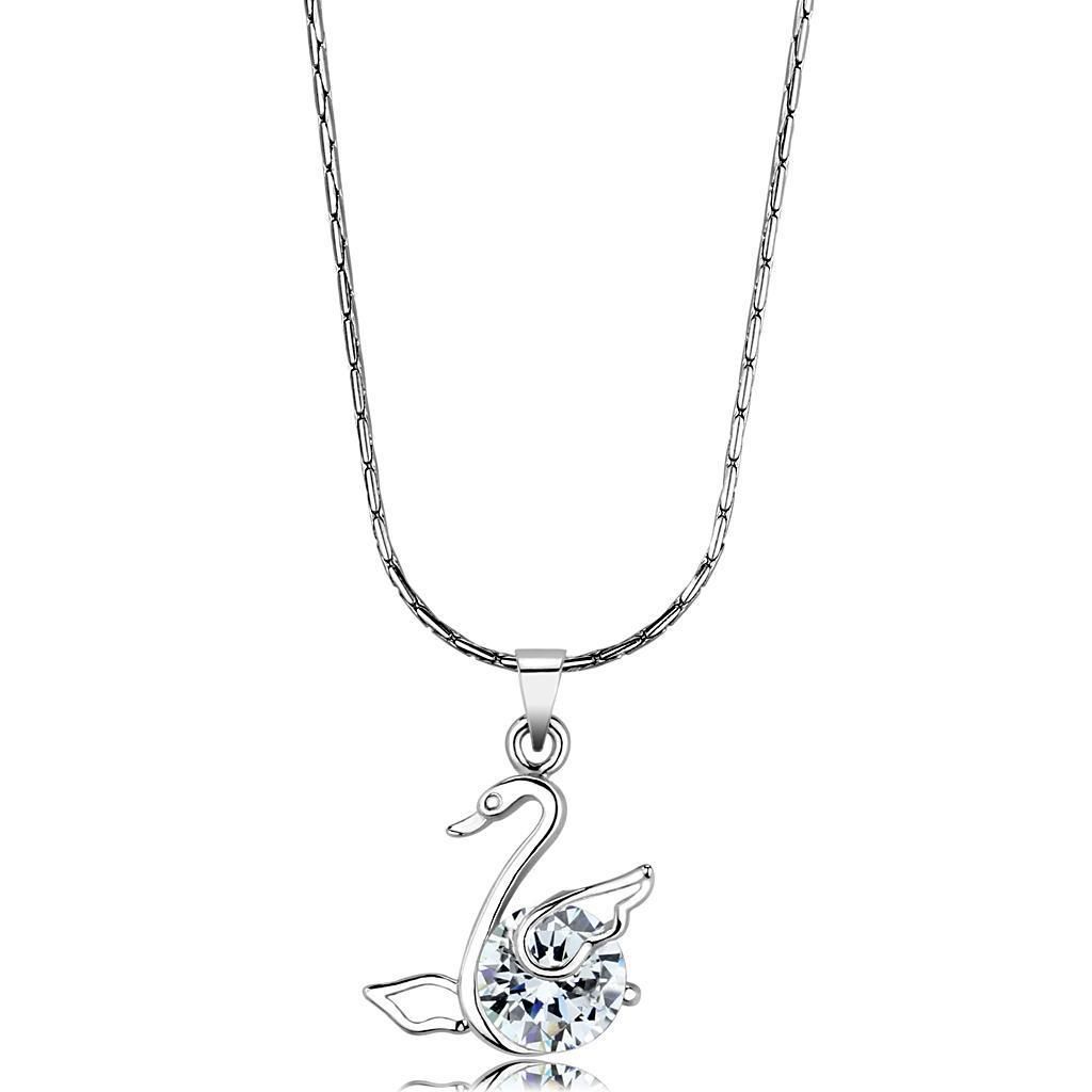 LO4155 - Rhodium-Brass - Kettenhänger mit AAA-Klasse CZ in Clear