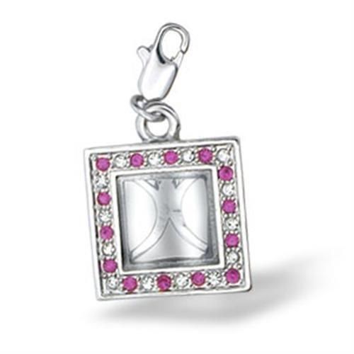 43502 - Rhodium Brass Anhänger mit Top-Grade - Kristall in Rose