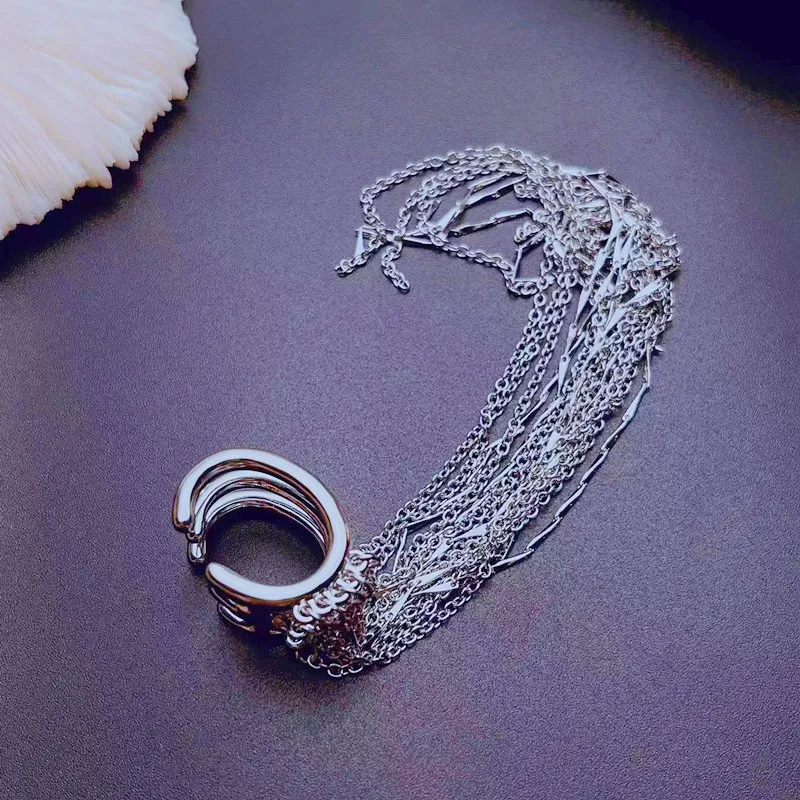 Statement Drei-Ring Seiden Catch Tassel Ohrringe
