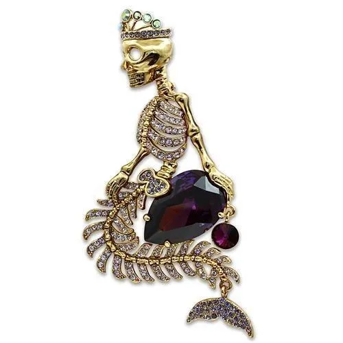 LO2412 - Gold Weißmetall Broschen mit AAA-Klasse CZ in Amethyst