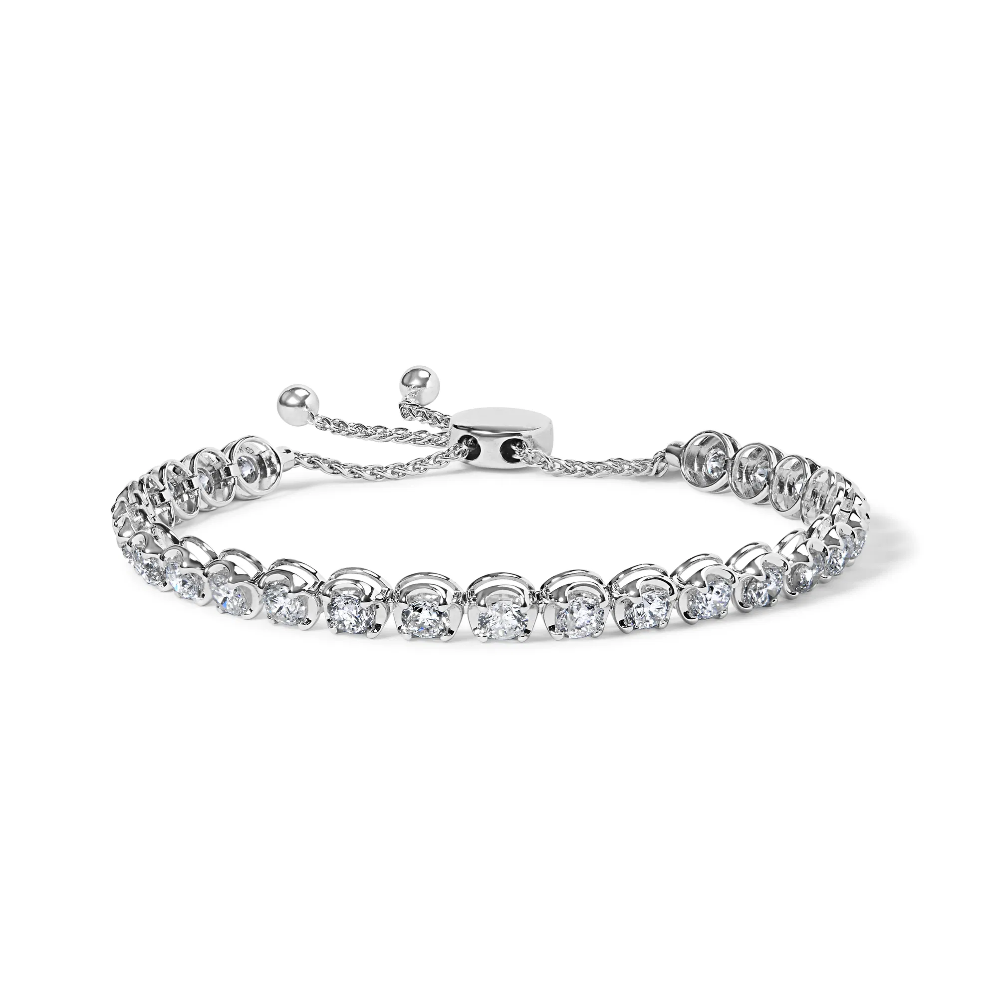 Bolo 14 Karat Weißgold 6,00 Cttw Diamant 4'-10 'Verstellbares Tennis-Armband (I-J - Farbe, I1 - I2 Klarheit)