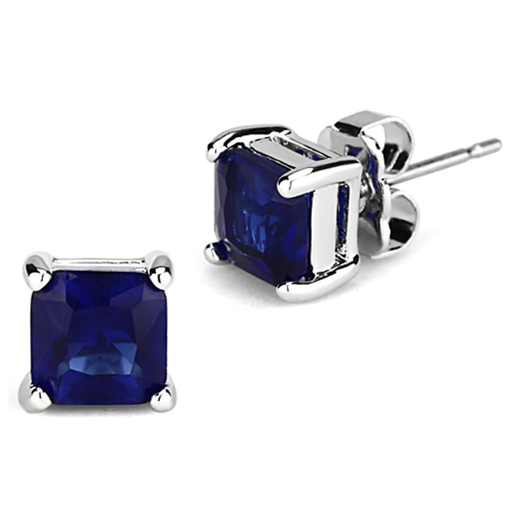 3W535 - Rhodium-Messing - Ohrringe mit synthetischem Synthetischglas in Montana