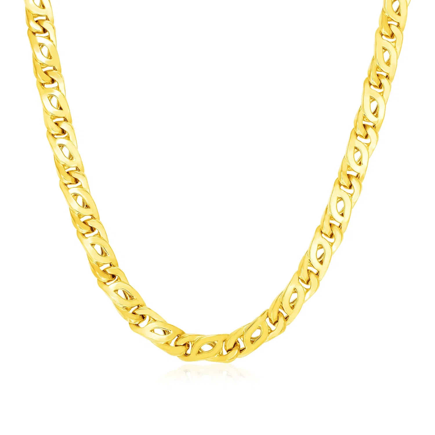 14 Karat gelbe Gold poliert Abstrakt Link Halskette