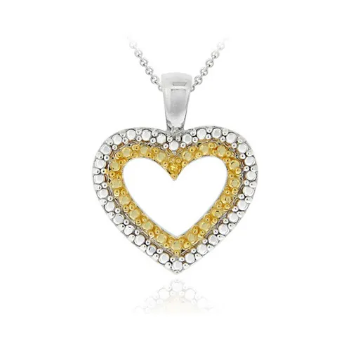 Sterling Silber Zwei-Tone Gelb Diamant Akzent Herz Anhänger