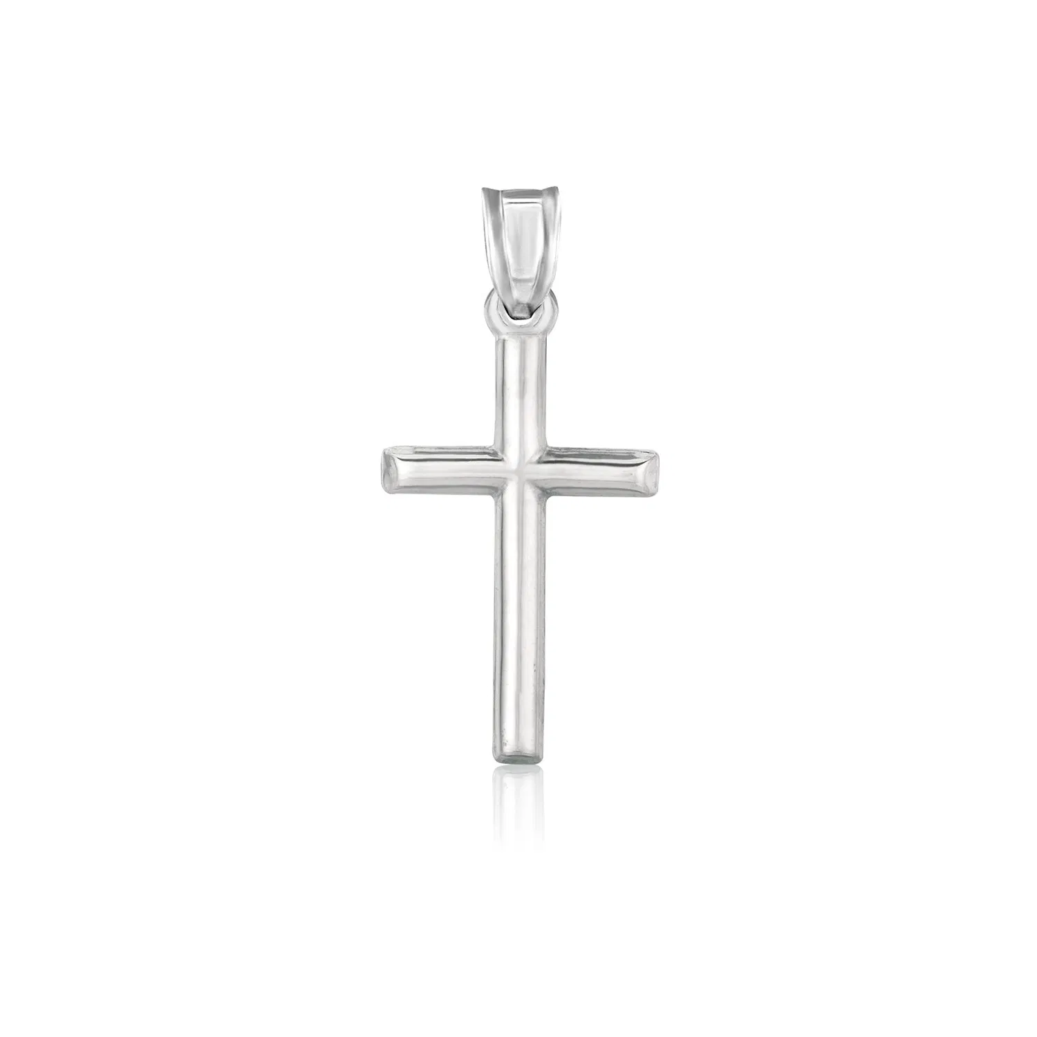 14 Karat Weißgold High Polish Cross Anhänger