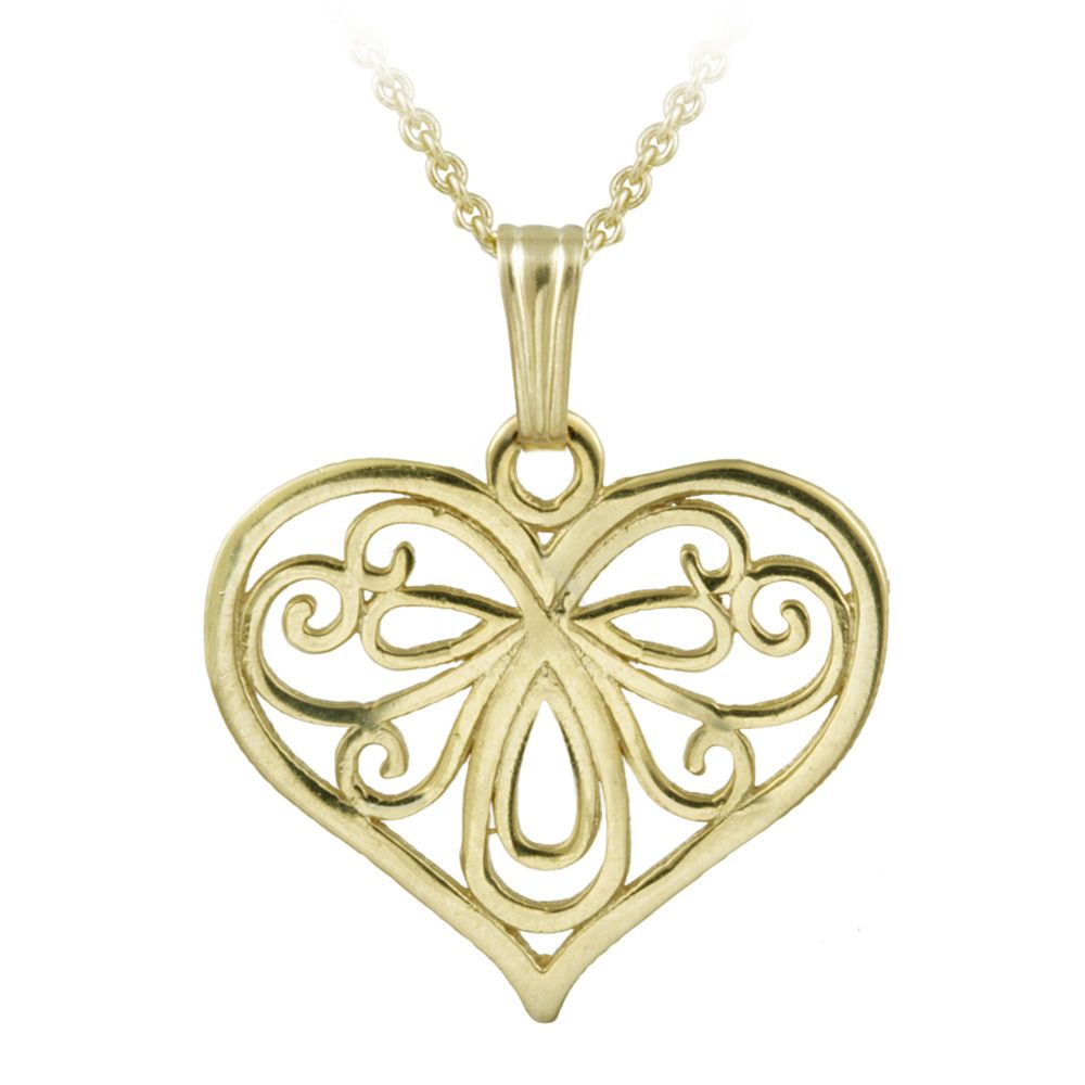14 Karat Gold gefüllt Filigree Herz Halskette