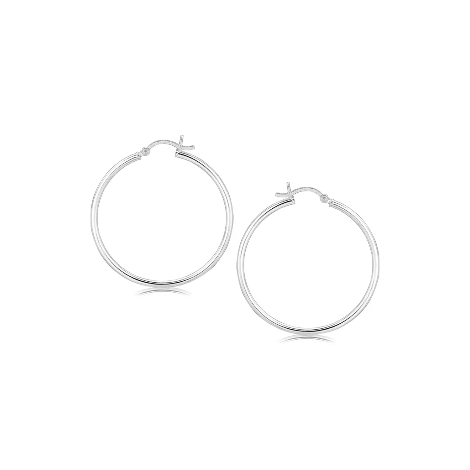 Sterling Silber Rhodium Plated dünne und polierte Hoop-Stil - Ohrringe (2x35mm)