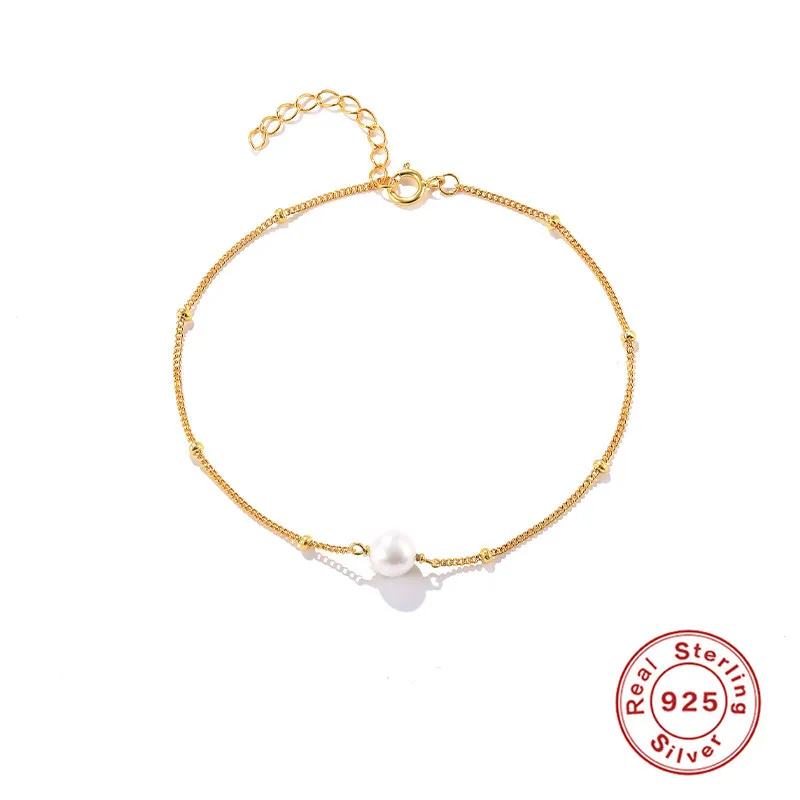 Sterling Silver Light Luxus Nische K Goldplated Pearl Armband