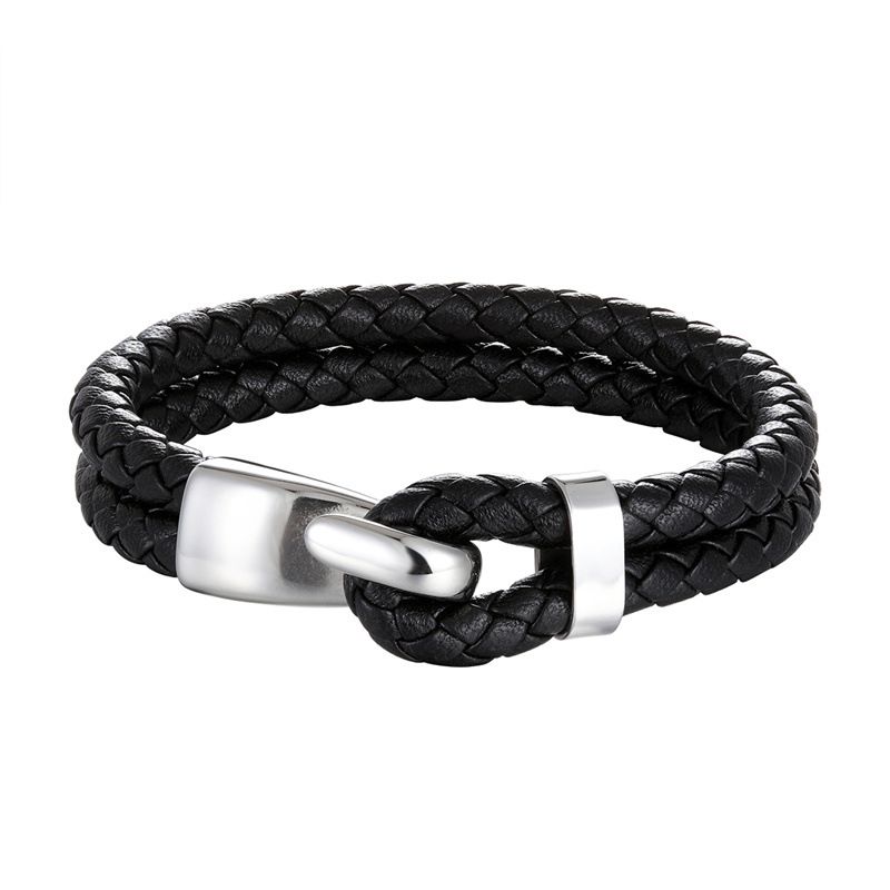 Einfaches Multilayer Braided Leder Armband für Männer