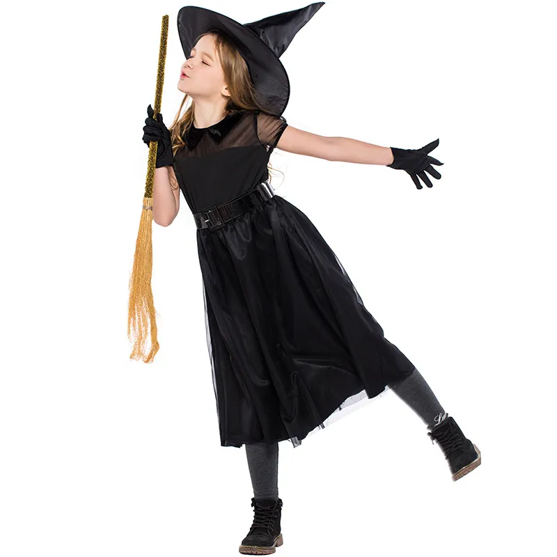 Schwarze Hexe Kostüm für Mädchen Halloween Kostüm Party