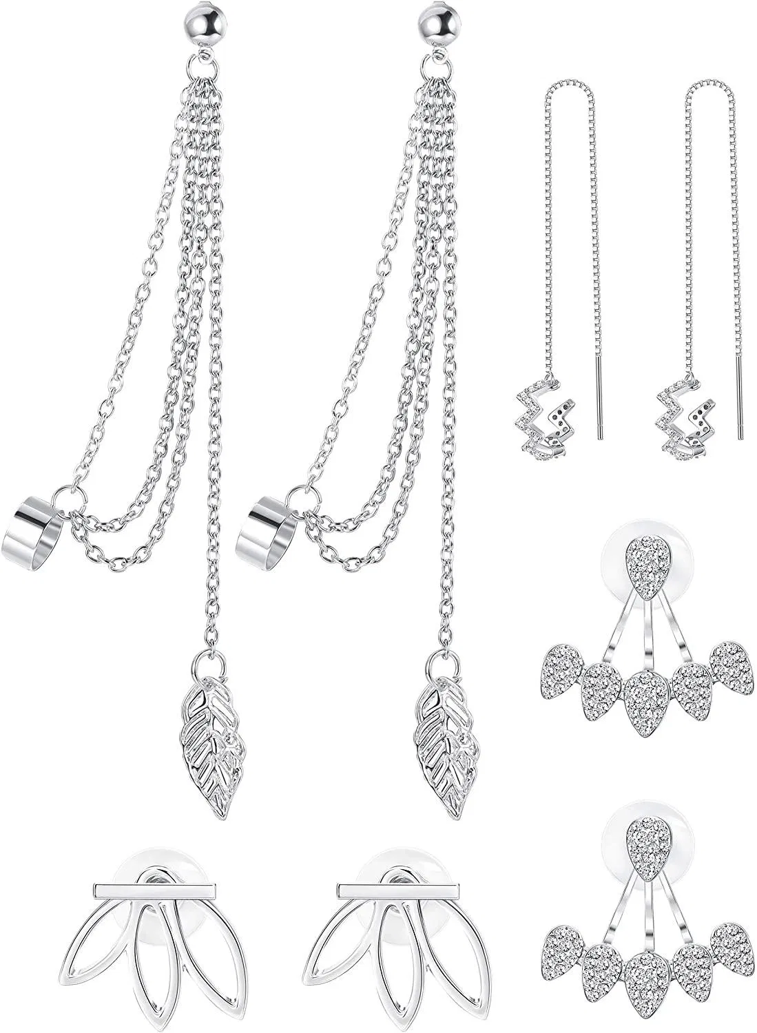 4 Paare Lotus Flower Ohrringe für Frauen Tassel Threader Dangle Ohrringe Set