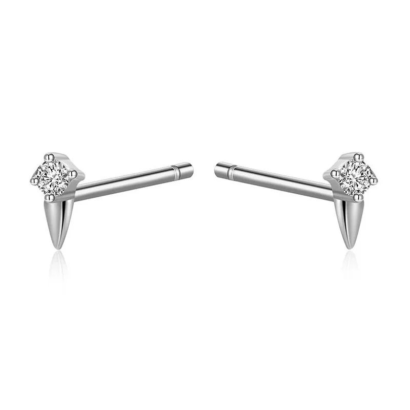 Weiße Diamanten Pentagramm Stud Ohrringe Damen 925 Silber Simple