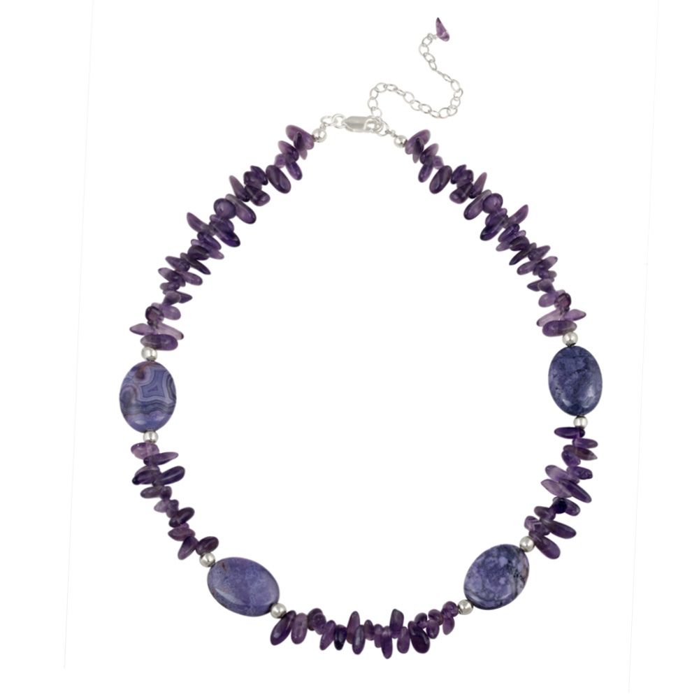 Sterling Silber Amethyst Chips Mode Halskette