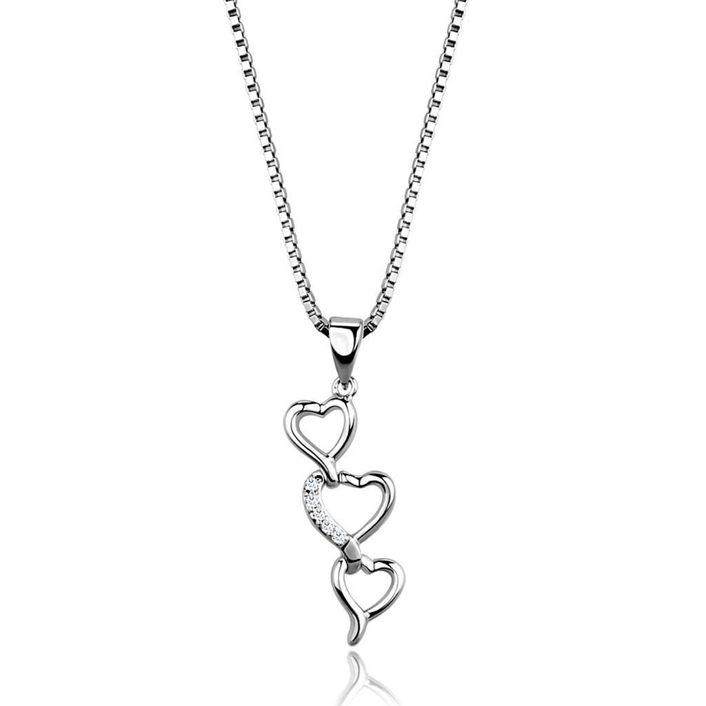 3W843 - Rhodium-Messing - Kette Anhänger mit AAA-Klasse CZ in Clear