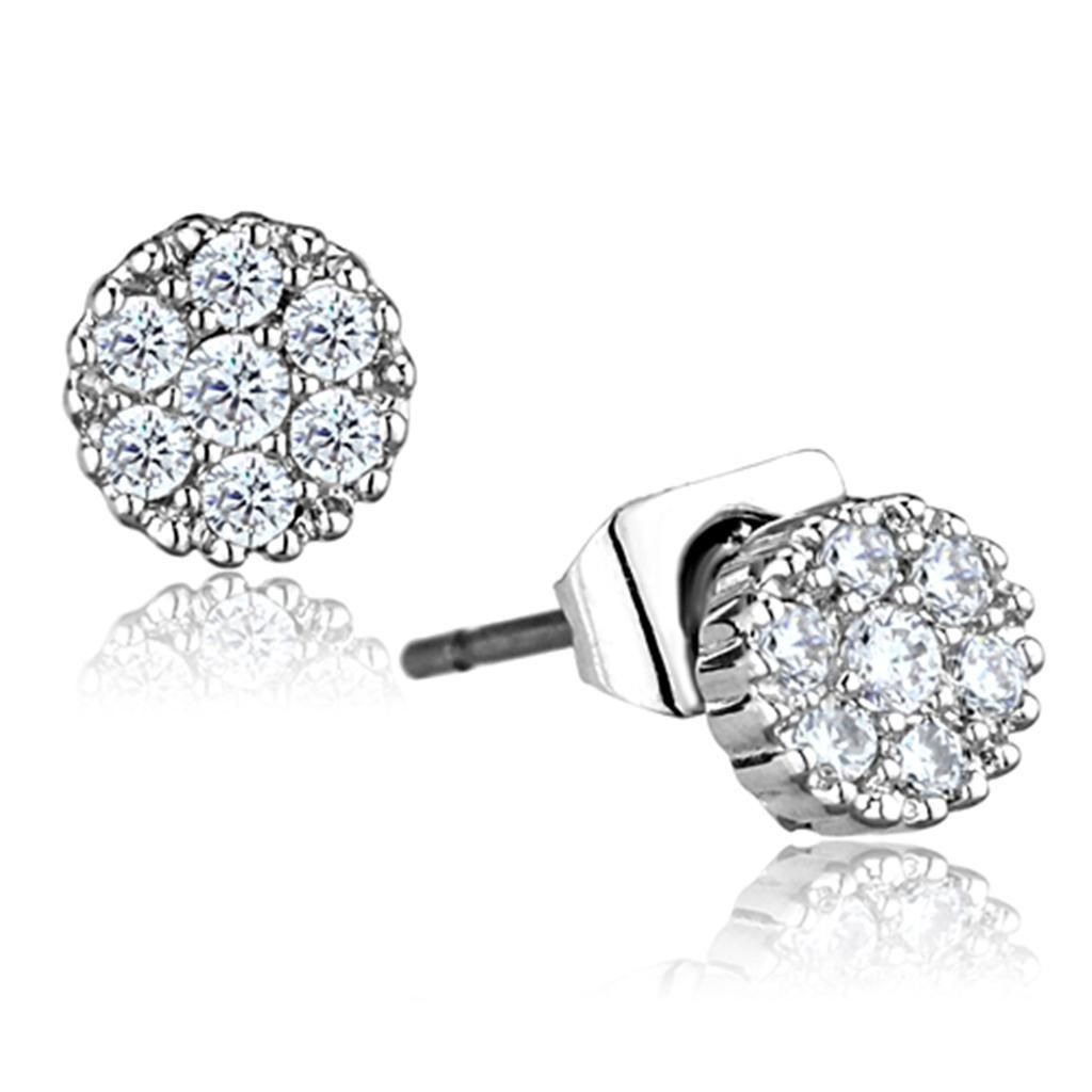 3W623 - Rhodium-Messing - Ohrringe mit AAA-Klasse CZ in Clear
