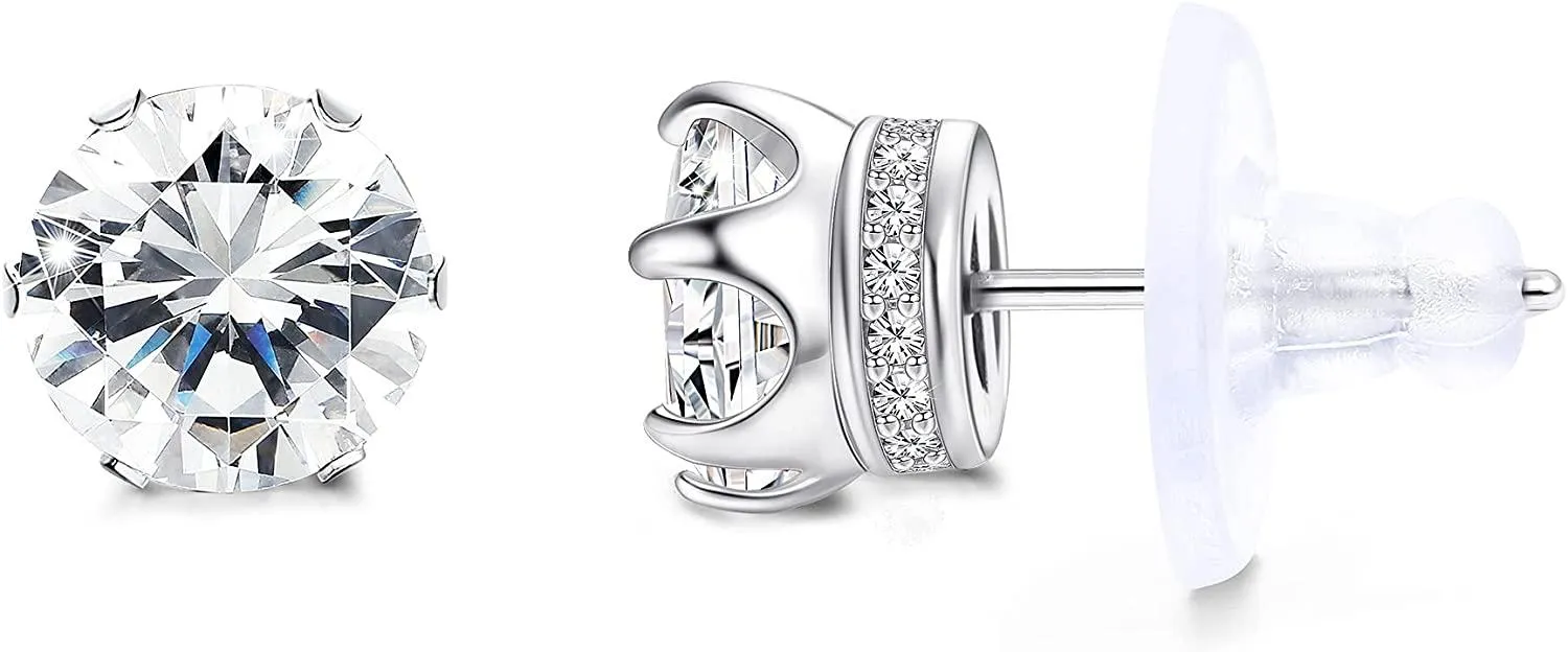 14K Gold Plated 925 Sterling Silber Stud Ohrringe für Frauen Männer Hypoallergen Cubic Zirkonia Stud Ohrringe